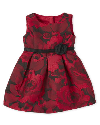 Doll Mommy And Me Floral Jacquard Matching Pleated Dress