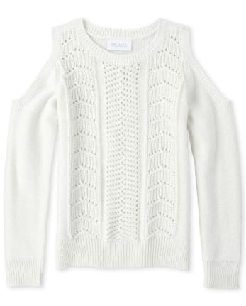 Girls Long Sleeve Glitter Cold Shoulder Sweater The Children s