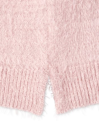 Girls Long Sleeve Glitter Eyelash Sweater | The Children's Place - LT PLUM