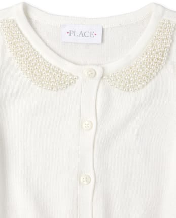 Girls Faux Pearl Cardigan