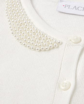 Girls Faux Pearl Cardigan