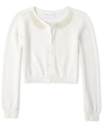 Girls Faux Pearl Cardigan