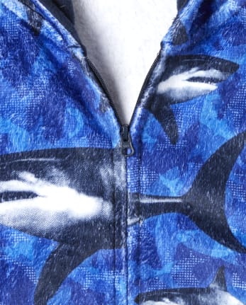 Boys Shark Cozy Fleece One Piece Pajamas