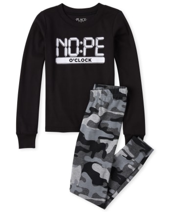 Pyjama en coton ajusté à motif camouflage Nope O'Clock pour garçon