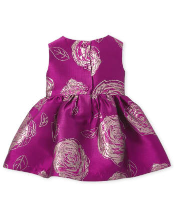 Baby Girls Mommy And Me Metallic Floral Jacquard Matching Fit And Flare Dress