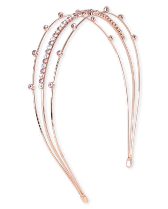 Diadema de metal de triple hilera con diamantes de imitación para niñas