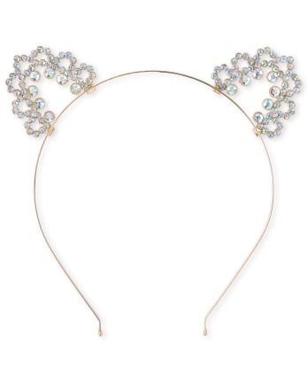 Girls Jeweled Cat Ears Metal Headband