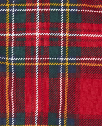 Pijamas de algodón ajustados a cuadros navideños familiares a juego unisex para niños