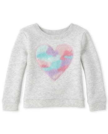 Sudadera activa de felpa francesa con piel sintética para bebés y niñas pequeñas