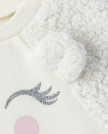 Baby And Toddler Girls Glitter Polar Bear French Terry Sweatshirt