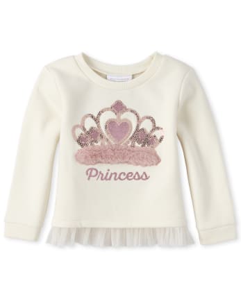 Baby And Toddler Girls Embellished French Terry Peplum Sweatshirt