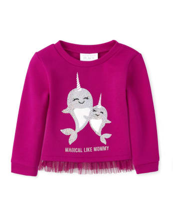 Baby And Toddler Girls Embellished French Terry Peplum Sweatshirt