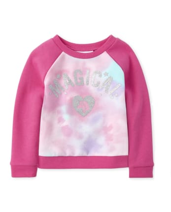 Baby And Toddler Girls Glitter Magical Tie Dye French Terry Sweatshirt