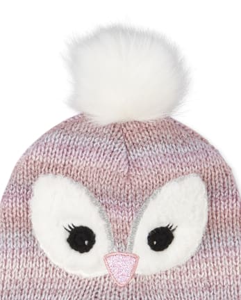 Girls Glitter Owl Hat Scarf