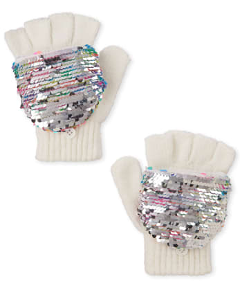 The Childrens Place Girls Sequin Gloves