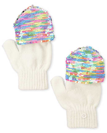 The Childrens Place Girls Sequin Gloves