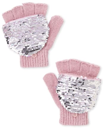 The Childrens Place Girls Sequin Gloves