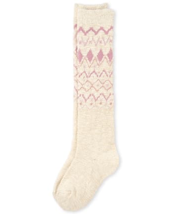 Girls Glitter Fair Isle Boot Socks