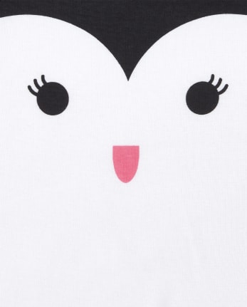 Baby And Toddler Girls Penguin Face Matching Snug Fit Cotton Pajamas