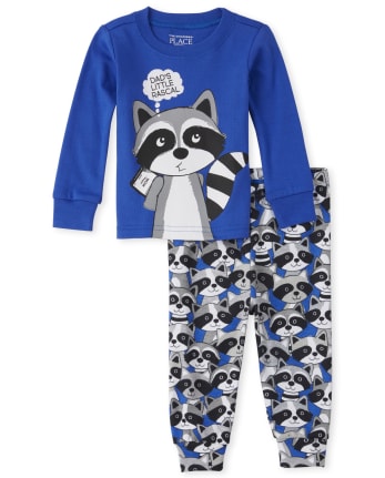 Pijama de algodón con ajuste ceñido de mapache 'Dad's Little Rascal' de manga larga para bebés y niños pequeños | The Children's - CLASSIC