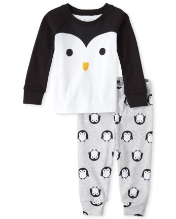 Pijama de algodón de manga con cara de pingüino a juego para bebés niños pequeños | The Children's Place - H/T LUNAR
