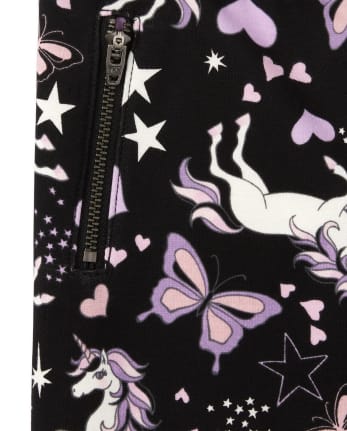 Girls Unicorn Zip Ponte Knit Pull On Jeggings