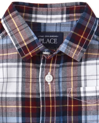 Baby And Toddler Boys Plaid Poplin Matching Button Down Shirt