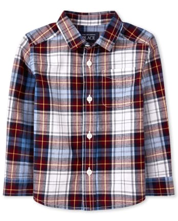 Baby And Toddler Boys Plaid Poplin Matching Button Down Shirt