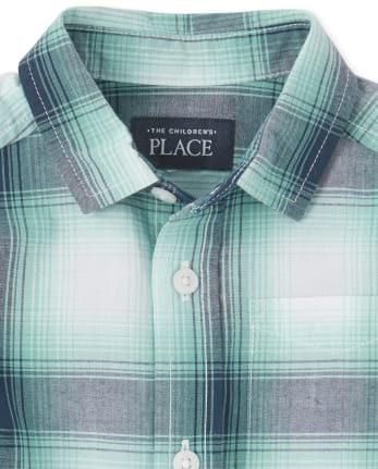 Chemise boutonnée assortie en popeline à carreaux pour bébés et tout-petits garçons