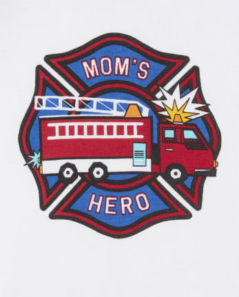 Pijamas de algodón ajustados con diseño de camión de bomberos Mom's Hero para bebés y niños pequeños