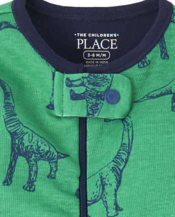Pijama de una pieza de algodón con ajuste ceñido Dino para bebés y niños pequeños