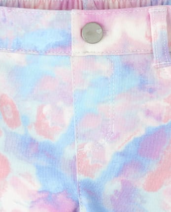 Jeggings sin cierres de rizo francés teñido anudado para bebés y niñas pequeñas