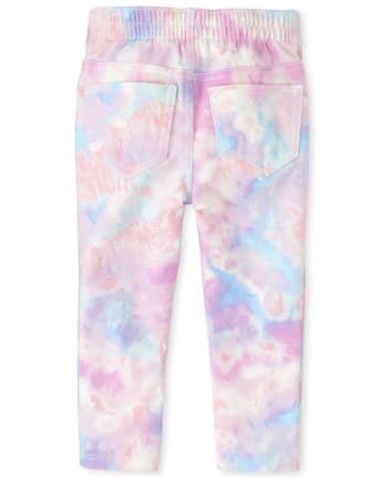 Jeggings sin cierres de rizo francés teñido anudado para bebés y niñas pequeñas