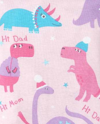 Baby And Toddler Girls Dino Matching Snug Fit Cotton One Piece Pajamas