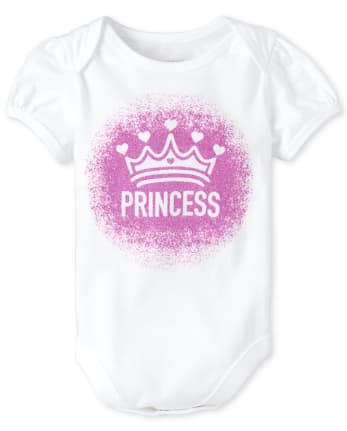 Body para bebé niña con estampado de princesa con purpurina