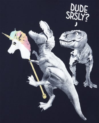 Camiseta con estampado de dinosaurio y unicornio para niños