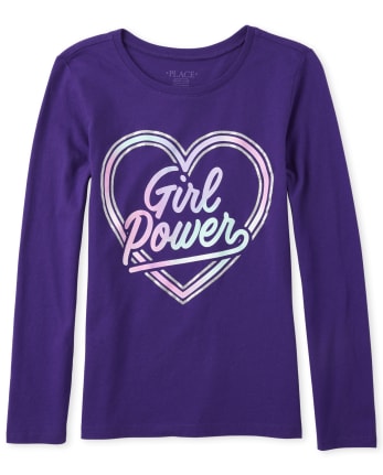 Girls Glitter Girl Power Graphic Tee