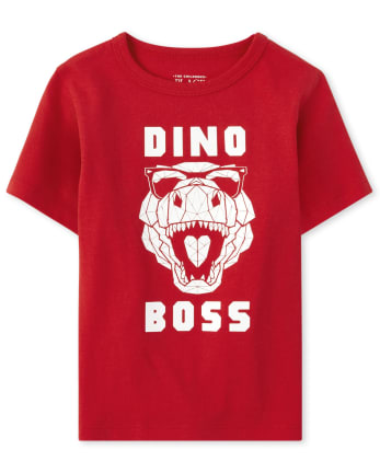Camiseta con estampado Dino Boss para bebés y niños pequeños