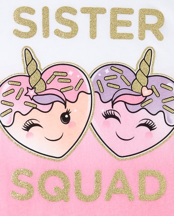 Girls Glitter Unicorn Squishies Squad Matching Graphic Tee