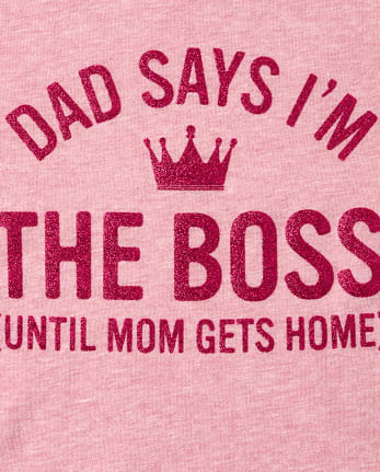 Baby And Toddler Girls Glitter Mom And Dad Boss Graphic Tee