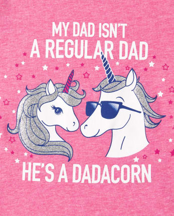 Baby And Toddler Girls Glitter Dad Unicorn Graphic Tee