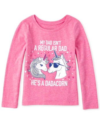 Baby And Toddler Girls Glitter Dad Unicorn Graphic Tee