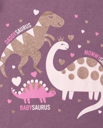 Baby And Toddler Girls Glitter Dino Family Graphic Tee