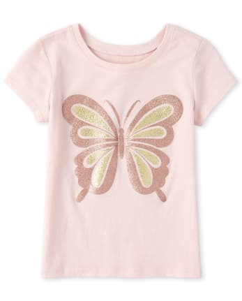 Baby And Toddler Girls Glitter Butterfly Matching Graphic Tee