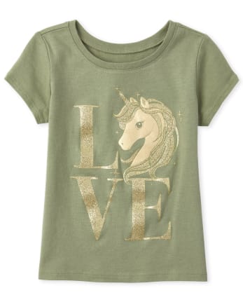 Baby And Toddler Girls Glitter Graphic Tee