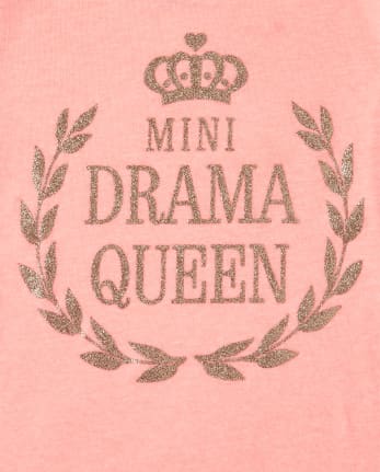 Camiseta con estampado de mini Drama Queen con purpurina para bebés y niñas pequeñas