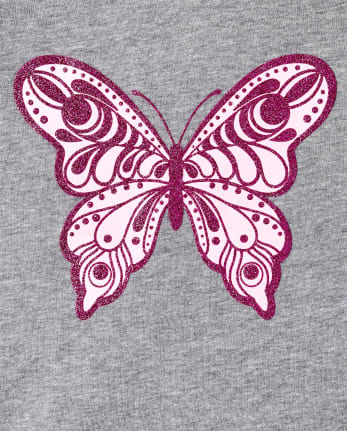 Baby And Toddler Girls Glitter Butterfly Graphic Tee