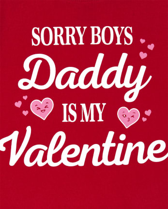 Camiseta con gráfico Daddy Valentine con purpurina para bebés y niñas pequeñas