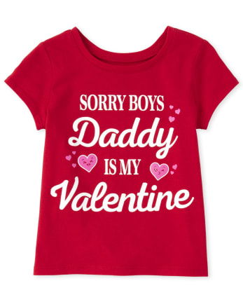 Camiseta con gráfico Daddy Valentine con purpurina para bebés y niñas pequeñas