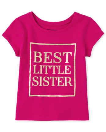 Camiseta con gráfico a juego de la mejor hermana con purpurina para bebés y niñas pequeñas